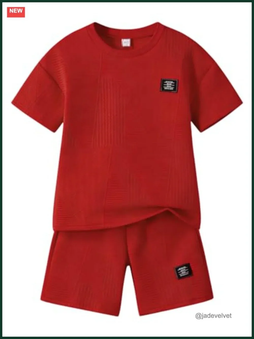 Boys 2-Piece Short Set Textured Quilted Knit Short Sleeve Top & Shorts